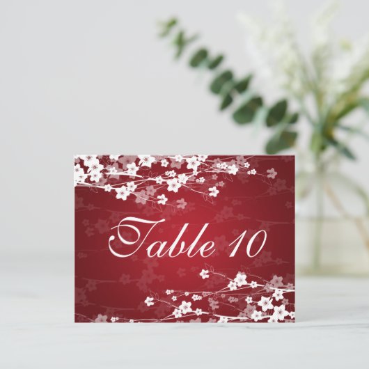 テーブエレガントル番号さくらんぼ花赤 ポストカード (スタンド正面)