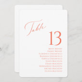 テーブエレガントル番号とゲスト名シーティングカード 招待状 (正面/裏面)