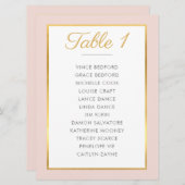 テーブエレガントル番号シーティングチャート赤面ピンク金ゴールド 招待状 (正面/裏面)