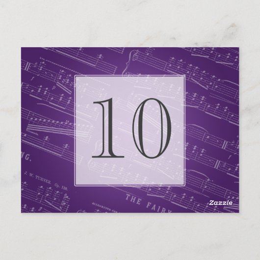 テーブエレガントル番号シートミュージックパープル ポストカード (裏面)