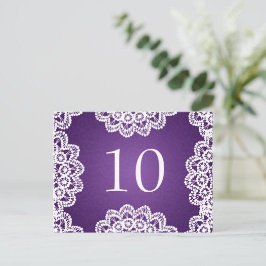 テーブエレガントル番号ヴィンテージレース紫 ポストカード (スタンド正面)