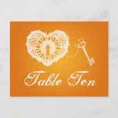テーブエレガントル番号鍵からハートオレンジ ポストカード (正面)