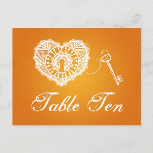 テーブエレガントル番号鍵からハートオレンジ ポストカード (正面)