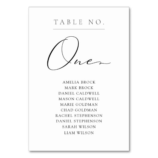 テーブエレガントル番号1の座席表 テーブルナンバー (正面)