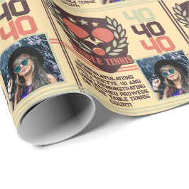 テーブパーソナライズされたルテニス名フォトエイジ誕生日 ラッピングペーパー