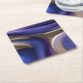 テーブモダンル・サプライ – 青の紫と金ゴールド スクエアペーパーコースター (アングル)