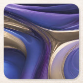 テーブモダンル・サプライ – 青の紫と金ゴールド スクエアペーパーコースター (正面)
