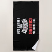 テーブルが呼び出しているトランプのポーカー ビーチタオル (正面)