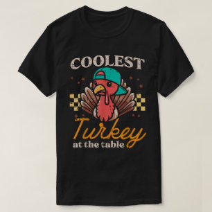 テーブルで一番かっこいい七面鳥 おもしろキッズTシャツ Tシャツ