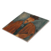 テーブルで傾いている着席させた人 タイル (側面)