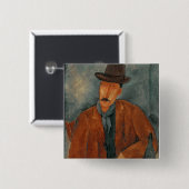 テーブルで傾いている着席させた人 缶バッジ (正面&裏面)