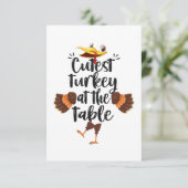 テーブルで最も可愛い七面鳥かわいい感謝祭秋 出欠カード (スタンド正面)