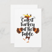 テーブルで最も可愛い七面鳥かわいい感謝祭秋 出欠カード (正面/裏面)