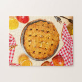 テーブルとラウンド自家製パイ ジグソーパズル (横)