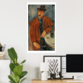 テーブルにもたれかかっている着席した男 ポスター (ホームオフィス)