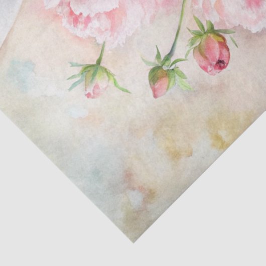 テーブルにエレガントピンクの牡丹が飾られた花瓶 薄葉紙 (詳細)