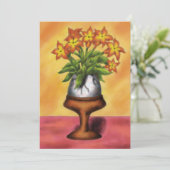 テーブルに花を付けた花瓶としてのイースターの卵 シーズンカード (スタンド正面)