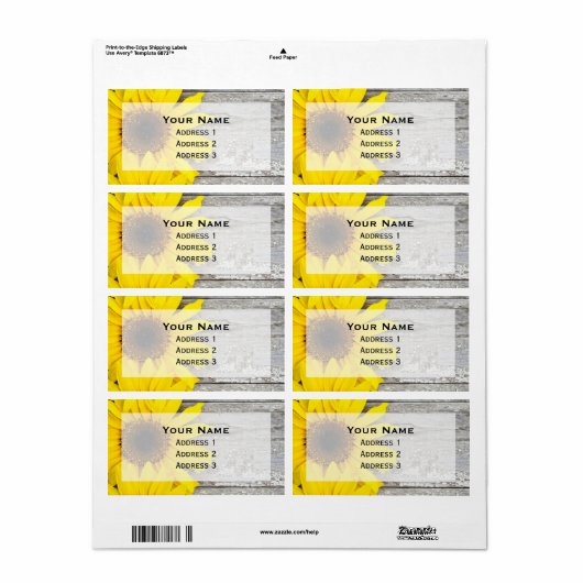 テーブルのひまわり ラベル (フルシート)