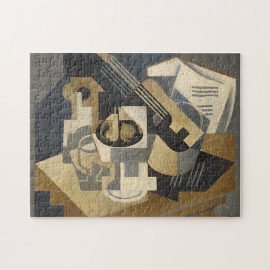 テーブルのギターそしてデザート用深皿、1918年 ジグソーパズル (横)