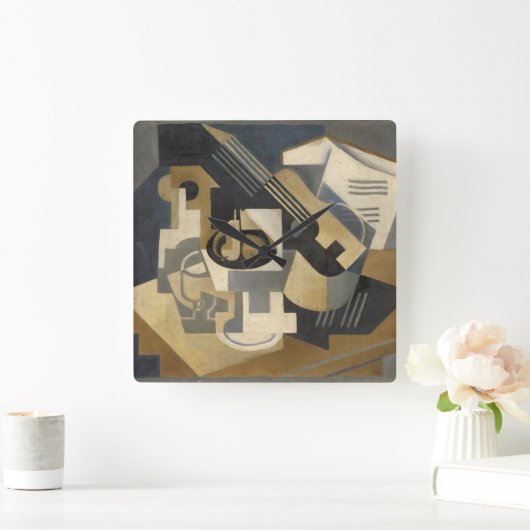 テーブルのギターそしてデザート用深皿、1918年 スクエア壁時計 (ホーム)