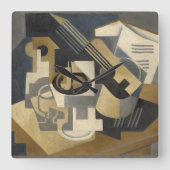 テーブルのギターそしてデザート用深皿、1918年 スクエア壁時計 (正面)