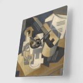 テーブルのギターそしてデザート用深皿、1918年 スクエア壁時計 (傾斜)