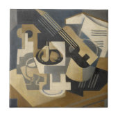 テーブルのギターそしてデザート用深皿、1918年 タイル (正面)