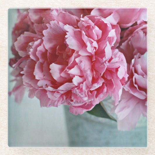 テーブルのシャクヤク ガラスコースター (正面)