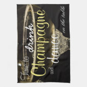 テーブルのシャンペンそしてダンスを飲む時間 キッチンタオル (縦)