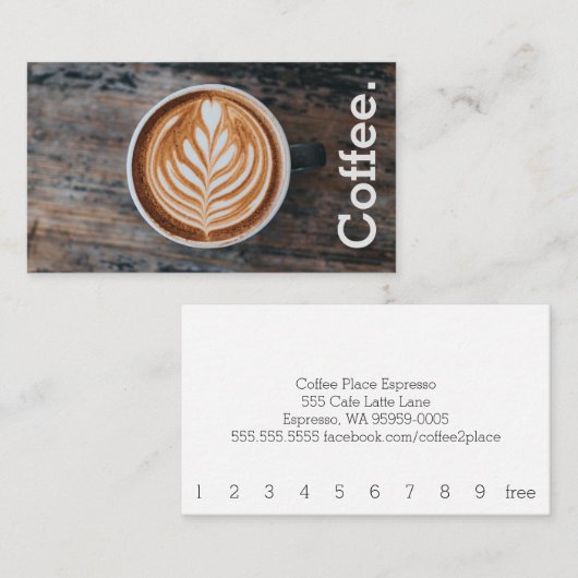 テーブルのシンプルなロイヤリティの飲み物のデザインのコーヒー ロイヤリティカード (正面/裏面)