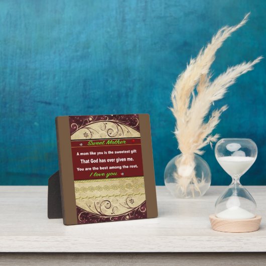 テーブルのトッププラーク、私の母への贈り物、引用文 フォトプラーク (インサイチュ)