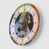 テーブルのバイオリンそしてトランプ ラージ壁時計 (傾斜)