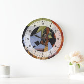 テーブルのバイオリンそしてトランプ ラージ壁時計 (ホーム)