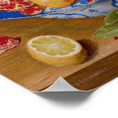 テーブルの上にスチルライフボウルの果物 ポスター (角)