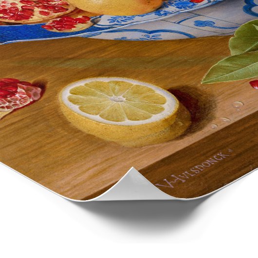 テーブルの上にスチルライフボウルの果物 ポスター (角)