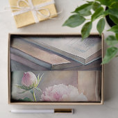 テーブルの上にピンクの牡丹が並んだ、みすぼらしいシックな花瓶 薄葉紙 (ギフト)