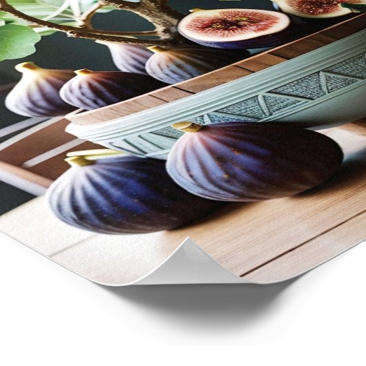 テーブルの上に置かれた青いボールのフィグ素朴ス ポスター (角)