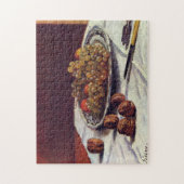 テーブルの上のブドウとクルミSisley Impressionist ジグソーパズル (縦)