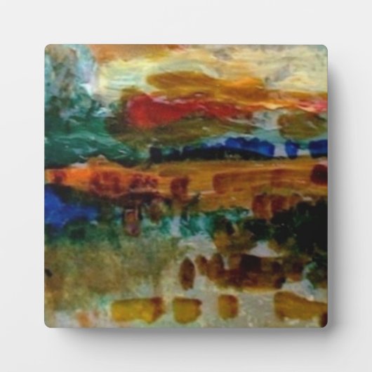 テーブルの上のプレートのイーゼル/豊かな風景! フォトプラーク (正面)