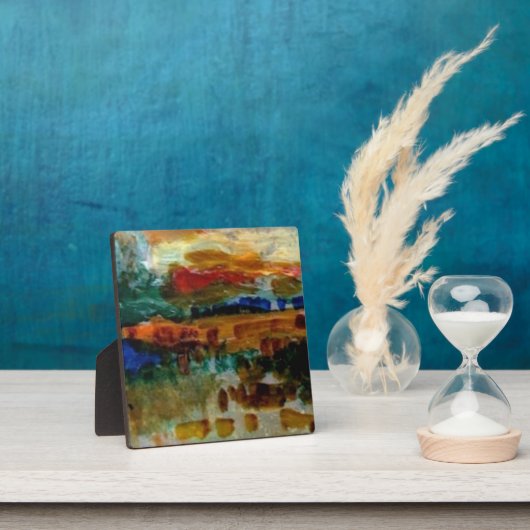 テーブルの上のプレートのイーゼル/豊かな風景! フォトプラーク (インサイチュ)