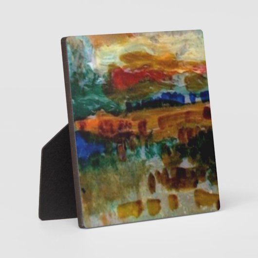 テーブルの上のプレートのイーゼル/豊かな風景! フォトプラーク (正面)