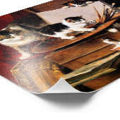 テーブルの上の母猫と子猫 フォトプリント            (角)