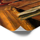 テーブルの上の母猫と子猫 ポスター (角)