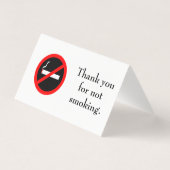 テーブルの上の禁煙の印 名刺 (裏面)