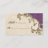 テーブルの座席-紫色のヴィンテージの孔雀及びエッチング プレイスカード (裏面)