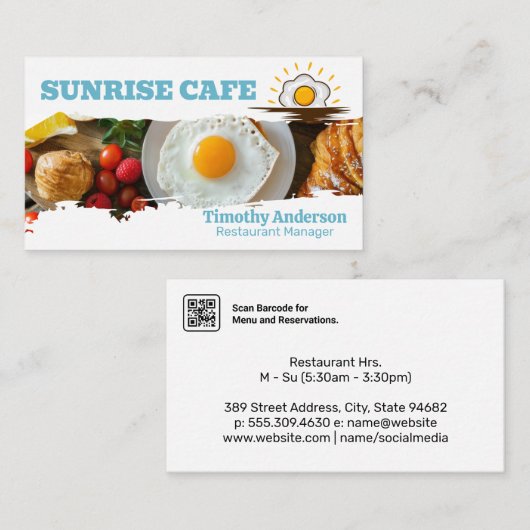 テーブルの朝食 |カフェ 名刺 (正面/裏面)