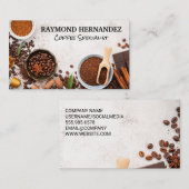 テーブルの様々なコーヒー豆 名刺 (正面/裏面)