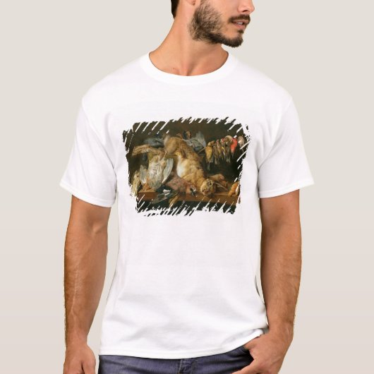 テーブルの死んだ鳥そしてノウサギの静物画 Tシャツ (正面)
