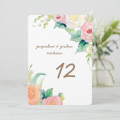 テーブルの番号 シンプル モダン 水彩のバラ 招待状 (スタンド正面)