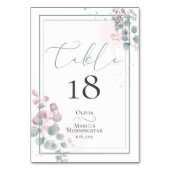 テーブルの番号  モダンな水彩画のユーカリの葉 テーブルナンバー (正面)